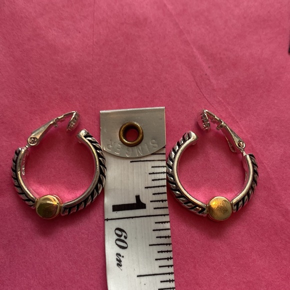 Scroll by Dillards clip earrings silver and gold finish - Picture 3 of 4